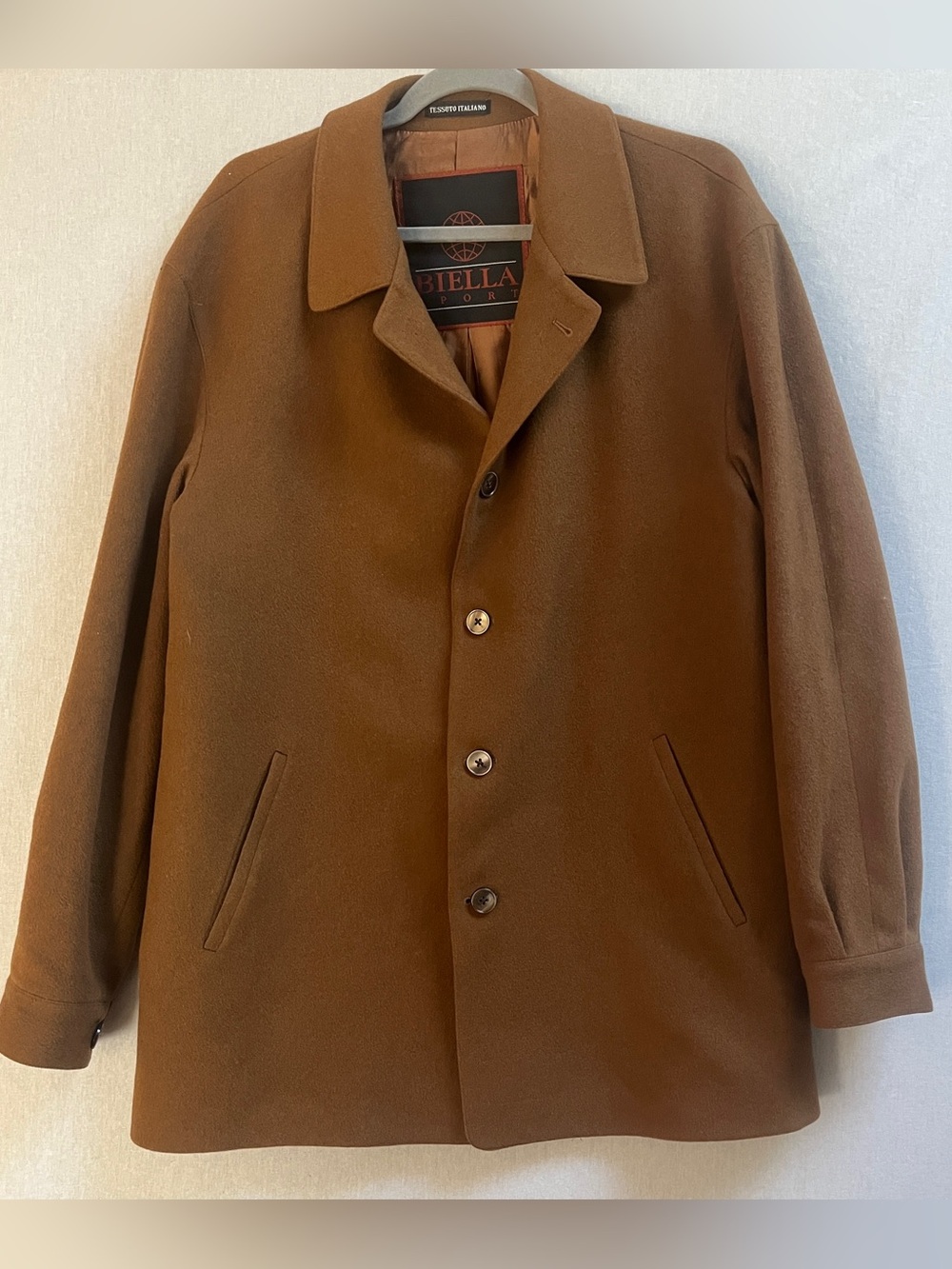 Biella Port Tessuto Italiano Wool Blend Car Coat Oversized Size L